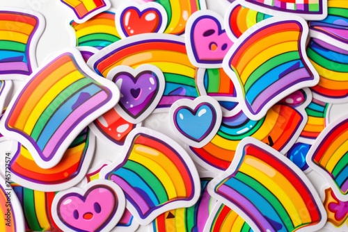 LGBTQ Sticker soft hearted design. Rainbow drag queen pride sticker motive gay pride sticker diversity Flag illustration. Colored lgbt parade diversity policy. Gender speech pride apparel