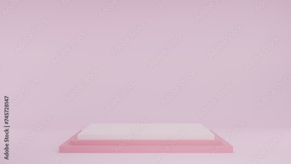 3D Rendering Pink red background with podium abstract decoration 3D Rendering Pink red background with podium abstract decoration