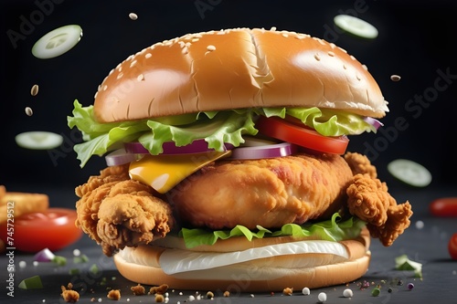crispy fried chicken burger sandwich