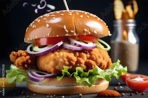 crispy fried chicken burger sandwich