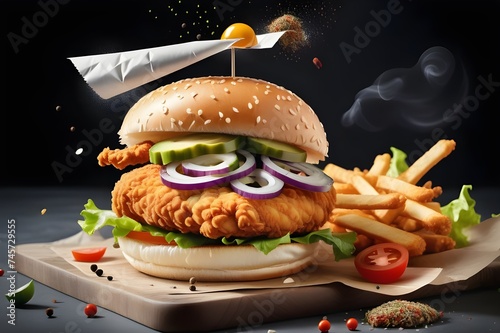crispy fried chicken burger sandwich