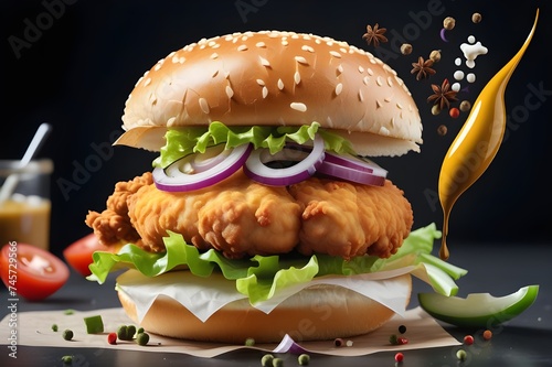 crispy fried chicken burger sandwich