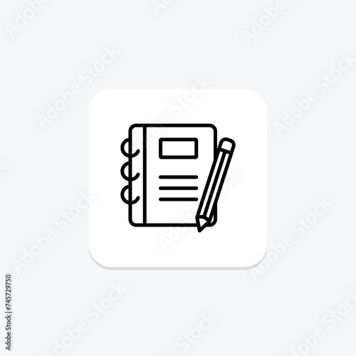 Homework Planner icon, assignment planner, task planner, project planner, study planner line icon, editable vector icon, pixel perfect, illustrator ai file