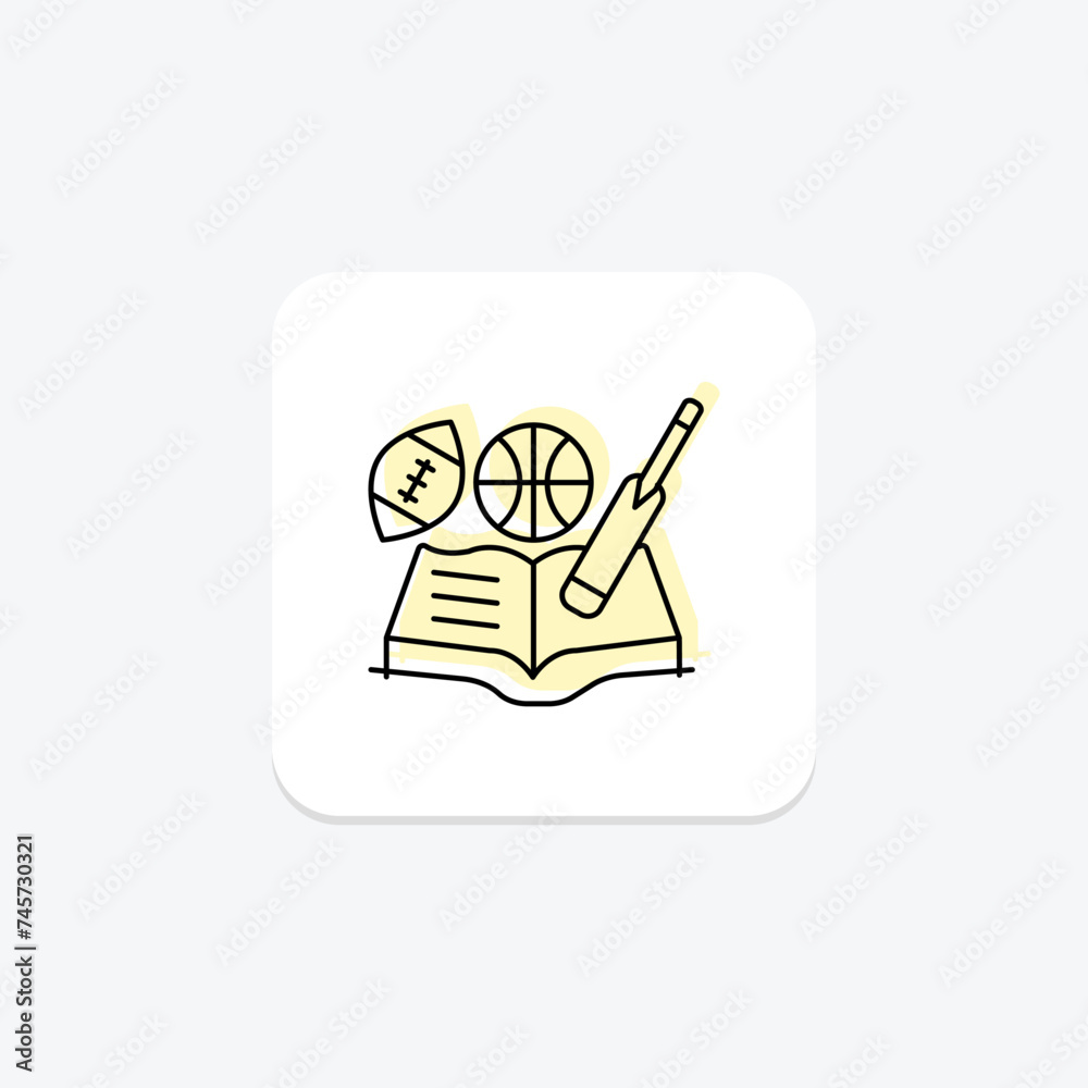 Physical Education icon, pe, physical activity, exercise, fitness color shadow thinline icon, editable vector icon, pixel perfect, illustrator ai file