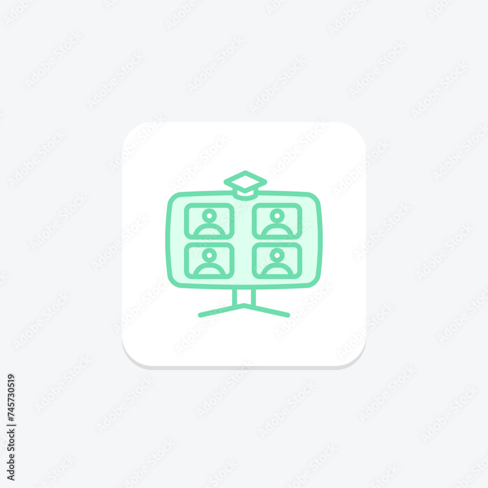 Virtual Classroom icon, online classroom, digital classroom, e-classroom, web-based classroom duotone line icon, editable vector icon, pixel perfect, illustrator ai file Virtual Classroom icon, online classroom, digital classroom, e-classroom, web-based classroom duotone line icon, editable vector icon, pixel perfect, illustrator ai file