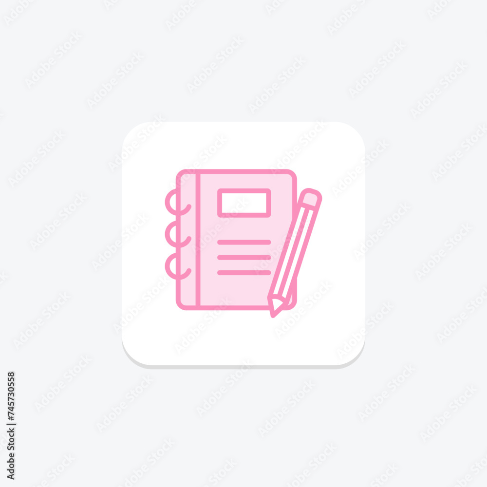 Homework Planner icon, assignment planner, task planner, project planner, study planner duotone line icon, editable vector icon, pixel perfect, illustrator ai file Homework Planner icon, assignment planner, task planner, project planner, study planner duotone line icon, editable vector icon, pixel perfect, illustrator ai file