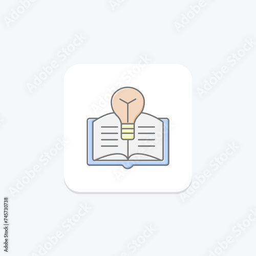 Learning icon, acquisition, understanding, knowledge, study lineal color icon, editable vector icon, pixel perfect, illustrator ai file