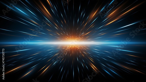 Abstract background of long explosure tale light on black ,Technology backgroud