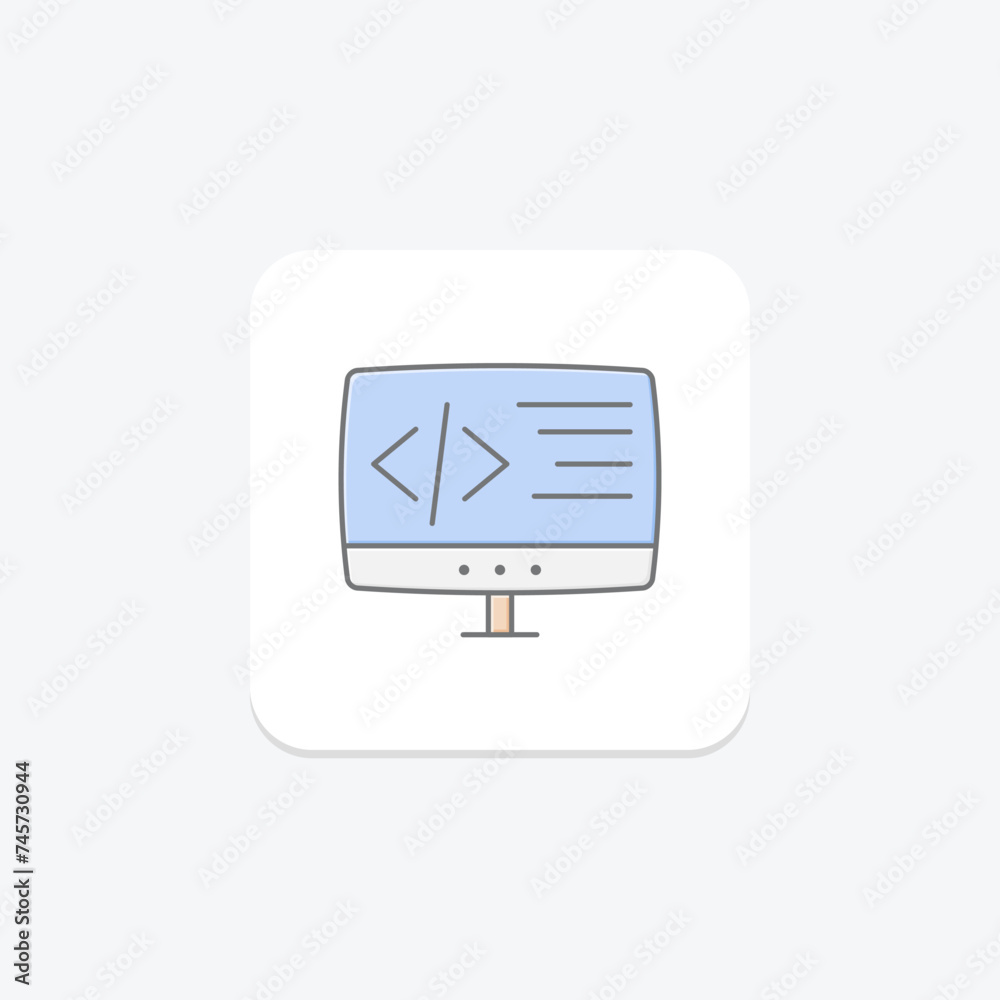 Coding icon, programming, computer programming, software development, coding languages lineal color icon, editable vector icon, pixel perfect, illustrator ai file Coding icon, programming, computer programming, software development, coding languages lineal color icon, editable vector icon, pixel perfect, illustrator ai file