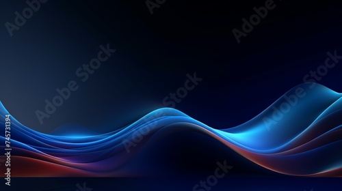 Abstract wave shape on a low-polygonal triangular background for design on the topic of cyberspace, big data, metaverse, network security, data transfer on dark blue abstract cyberspace background