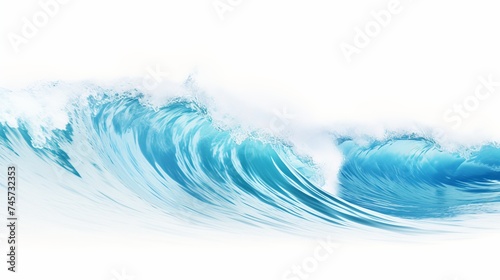 Blue sea wave with white foam isolated on white background © Elchin Abilov