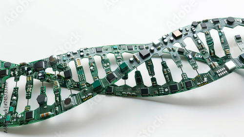 DNA shape made of computer components micro chips
