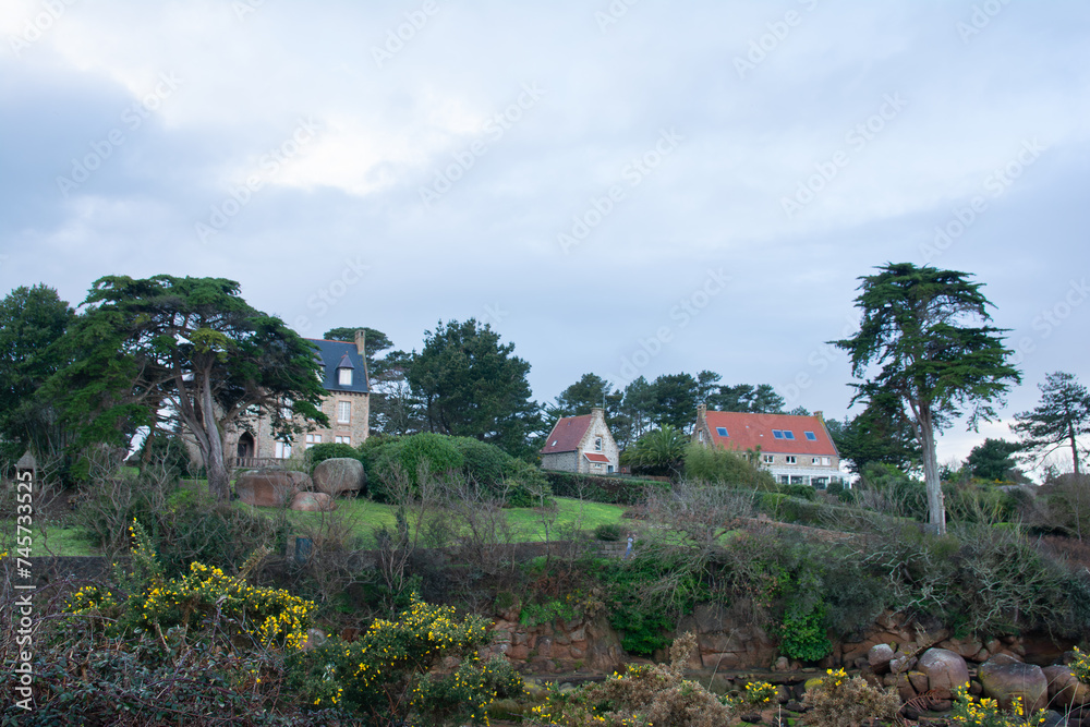 Mauvais temps sur la côte de granit rose-Ploumanac'h Bretagne France