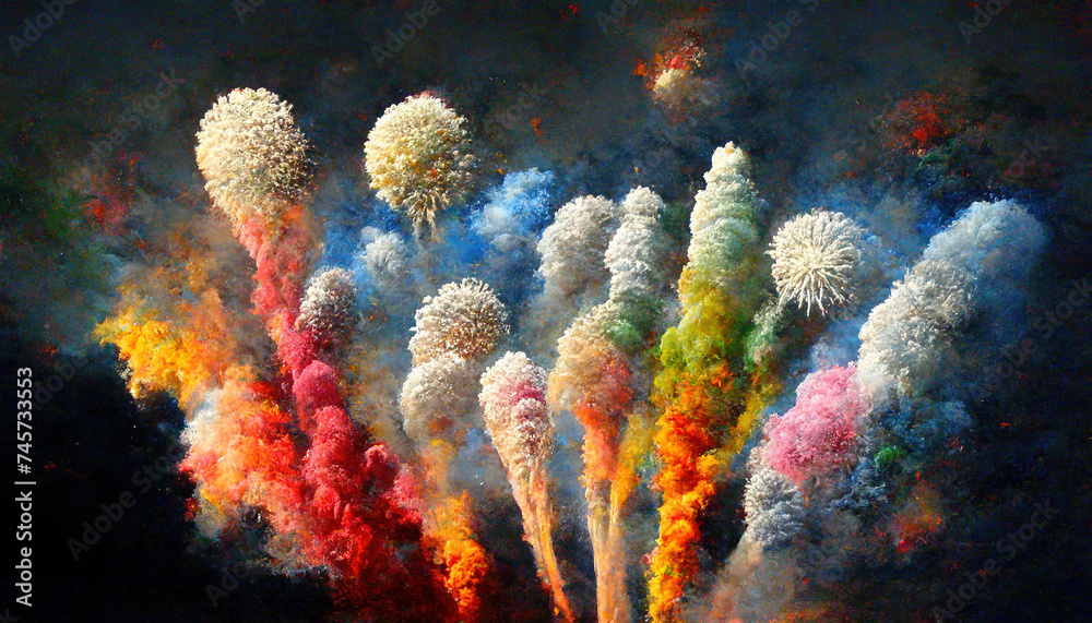 Fototapeta premium Colored Holi fireworks. _ai_generated