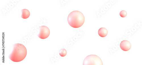 3d Pink bubbles or balls isolated on white background. Pink balls cut out.