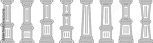 pillar icon set ancient style design. line vector isolated on white background. design can be edited
