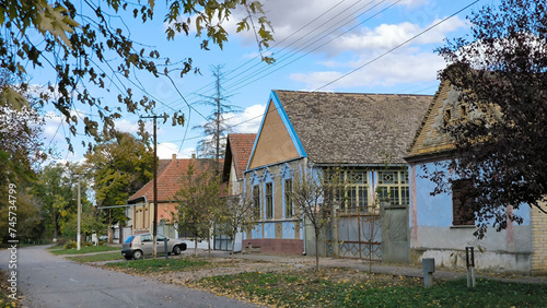 autumn landscape in rural village Backi Petrovac, Vojvodina photo