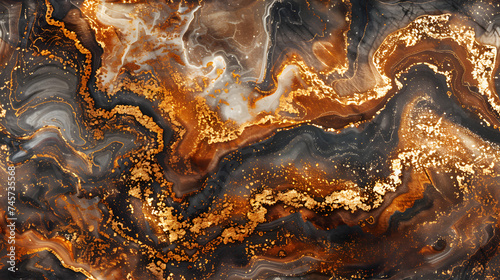 Luxurious Copper Marble Swirl Background with Brown Accents for Elegant Decor