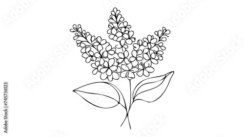 One continuous line drawing beauty fresh syringa vulgaris for garden logo.