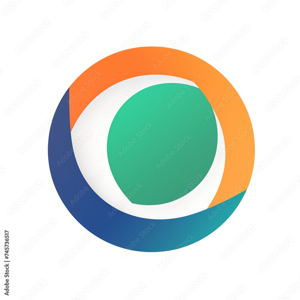 simple circular logo in blue, green and orange color, artistic, white inside and bench background сreated with Generative Ai simple circular logo in blue, green and orange color, artistic, white inside and bench background сreated with Generative Ai