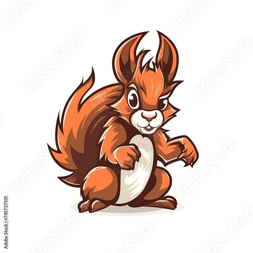 simple logo of a mad squirrel  detailed and realistic hands  white background  realistic  cartoon   reated with Generative Ai