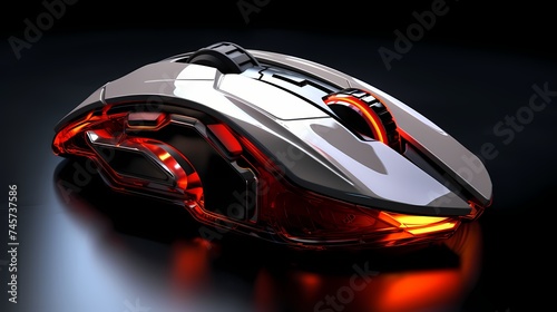 A high-definition image of a futuristic computer mouse, emphasizing its precision design. © Nature Lover