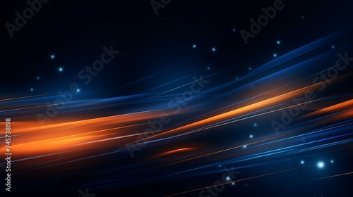 Abstract blurred background of orange spots stripes on a dark blue background. Background for design