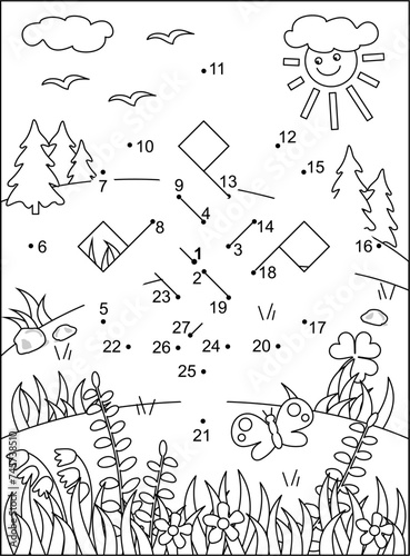 St. Patrick's Day dot-to-dot picture puzzle and coloring page with hidden celtic knot
