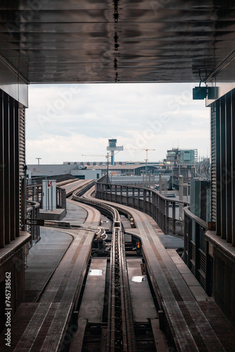 track of the SkyLine Train at the Frankfurt International Airport connecting the terminals 1 and 2