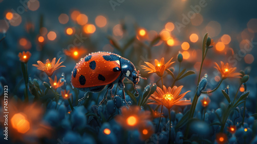 ladybug on a blade of grass © adince