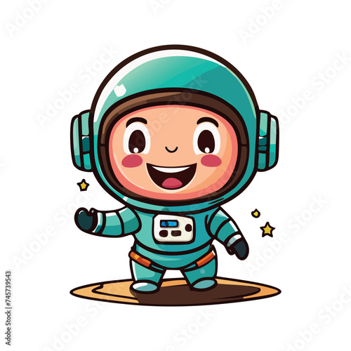 An upbeat cartoon astronaut exploring the surface of the moon