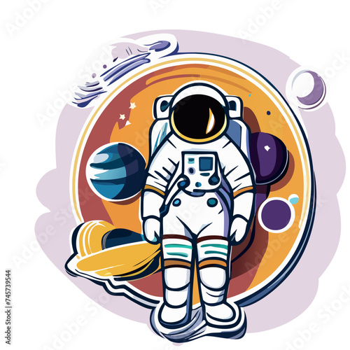 An upbeat cartoon astronaut exploring the surface of the moon