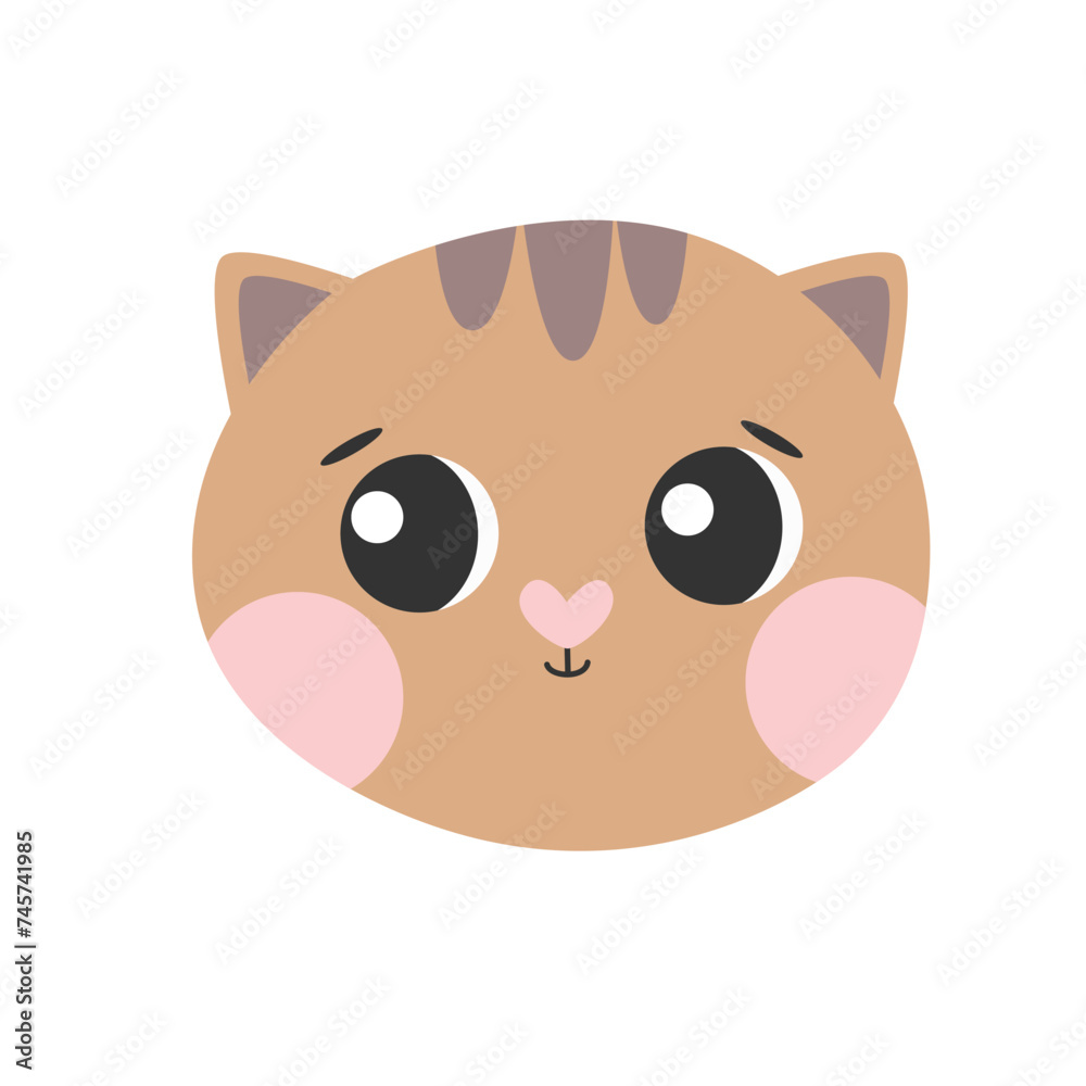 Little cat in cartoon flat style. Vector illustration Little cat in cartoon flat style. Vector illustration
