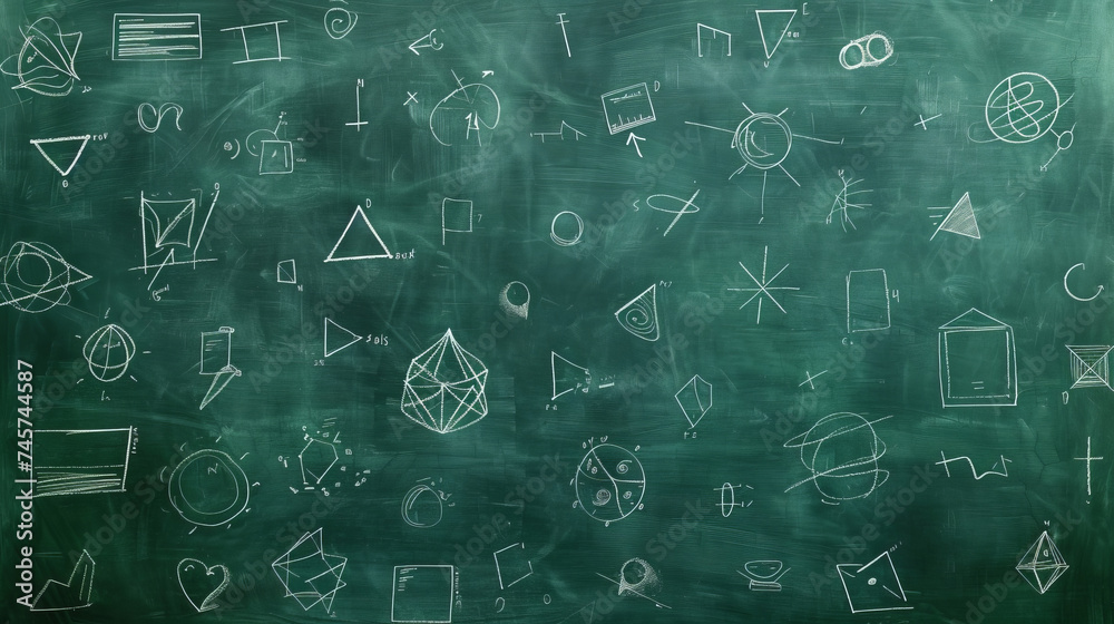 Green school teacher's chalkboard background with doodle and blank copy space Green school teacher's chalkboard background with doodle and blank copy space