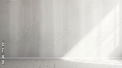 Blurred overlay effect for photo and mockups. Wall texture with organic drop diagonal shadow and rays of light on a white wall. shadows for natural light effects © Elchin Abilov