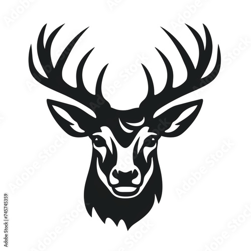 A simple logo black and white vector silhouette Deer cartoon  humourous  fine lines  white background   reated with Generative Ai