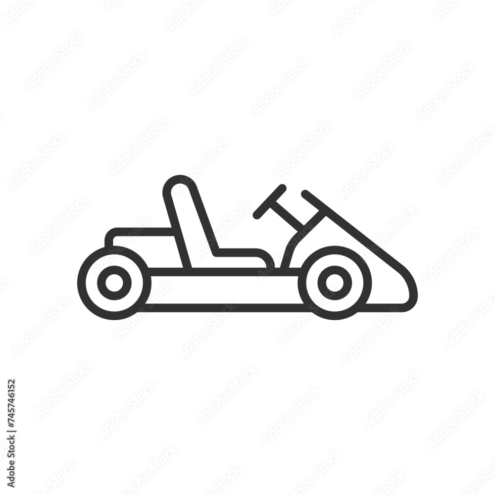 Go-kart car, linear icon. Karting. Line with editable stroke Go-kart car, linear icon. Karting. Line with editable stroke