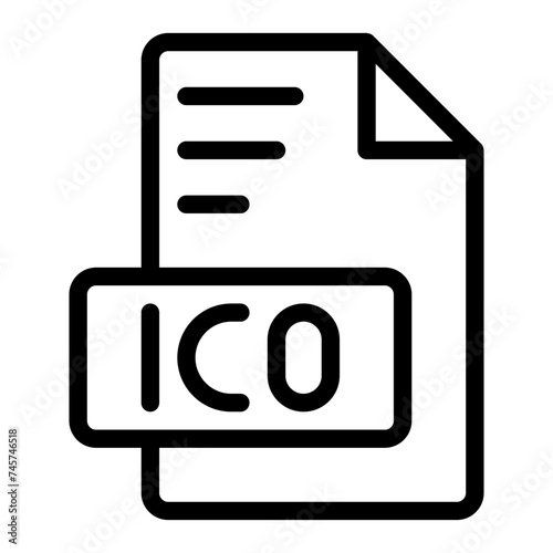 Ico icon outline style design image file. image extension format file type icon. vector illustration