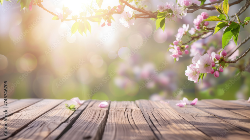 Spring background with wooden planks Spring background with wooden planks