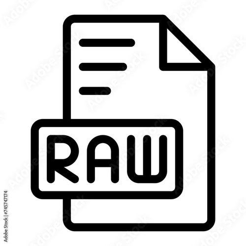 Raw icon outline style design image file. image extension format file type icon. vector illustration