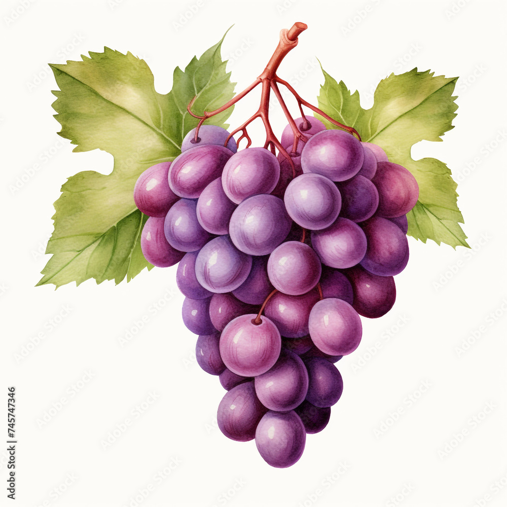 Fototapeta premium watercolor grape clipart for graphic resources сreated with Generative Ai
