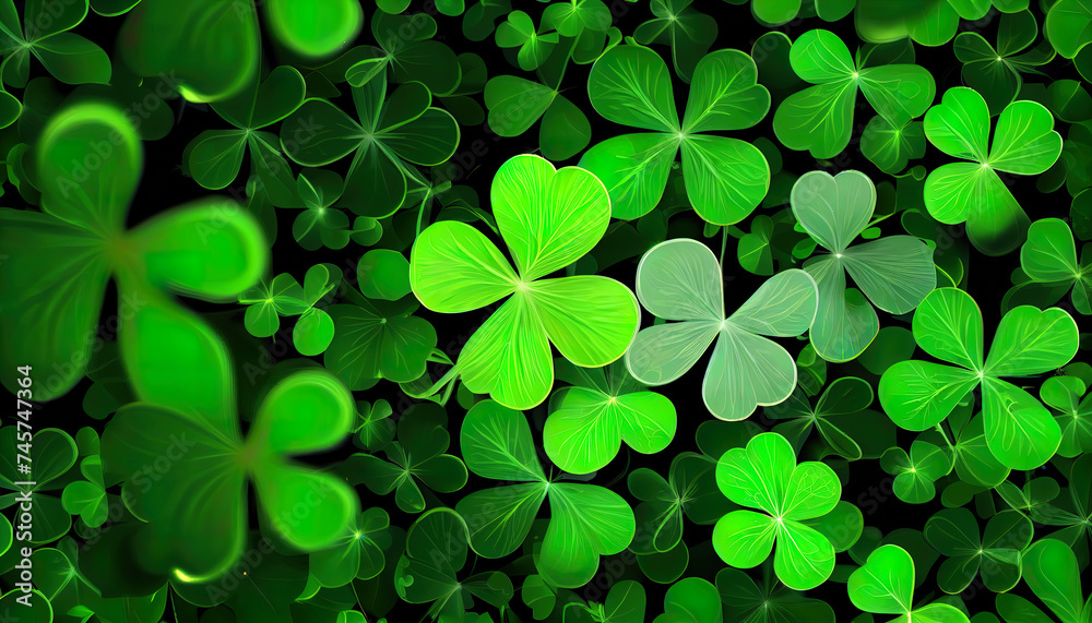 Clover background for St. Patricks Day. Ai render. Clover background for St. Patricks Day. Ai render.