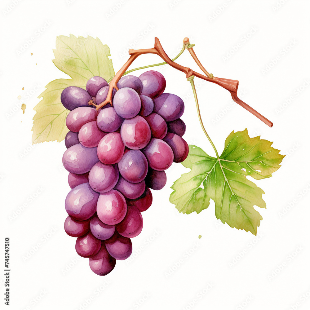 Fototapeta premium watercolor grape clipart for graphic resources сreated with Generative Ai