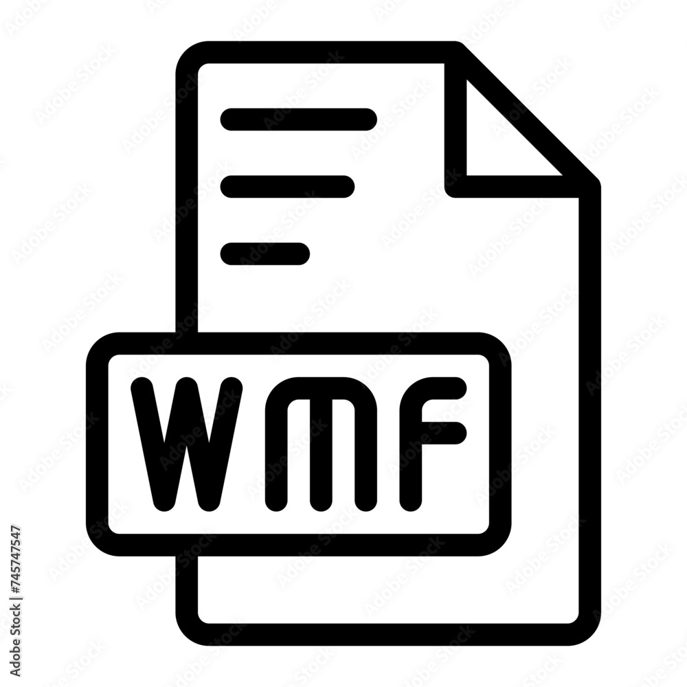 Wmf icon outline style design image file. image extension format file type icon. vector illustration Wmf icon outline style design image file. image extension format file type icon. vector illustration