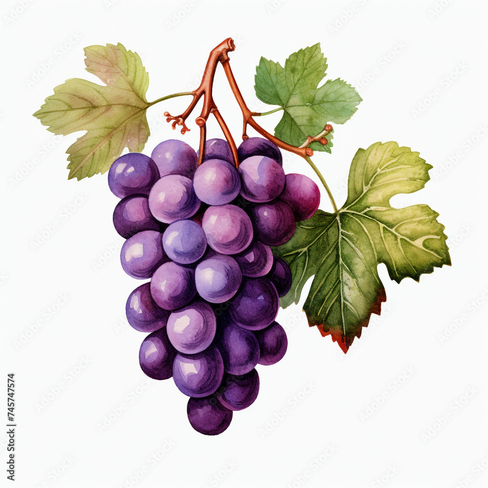 Fototapeta premium watercolor grape clipart for graphic resources сreated with Generative Ai