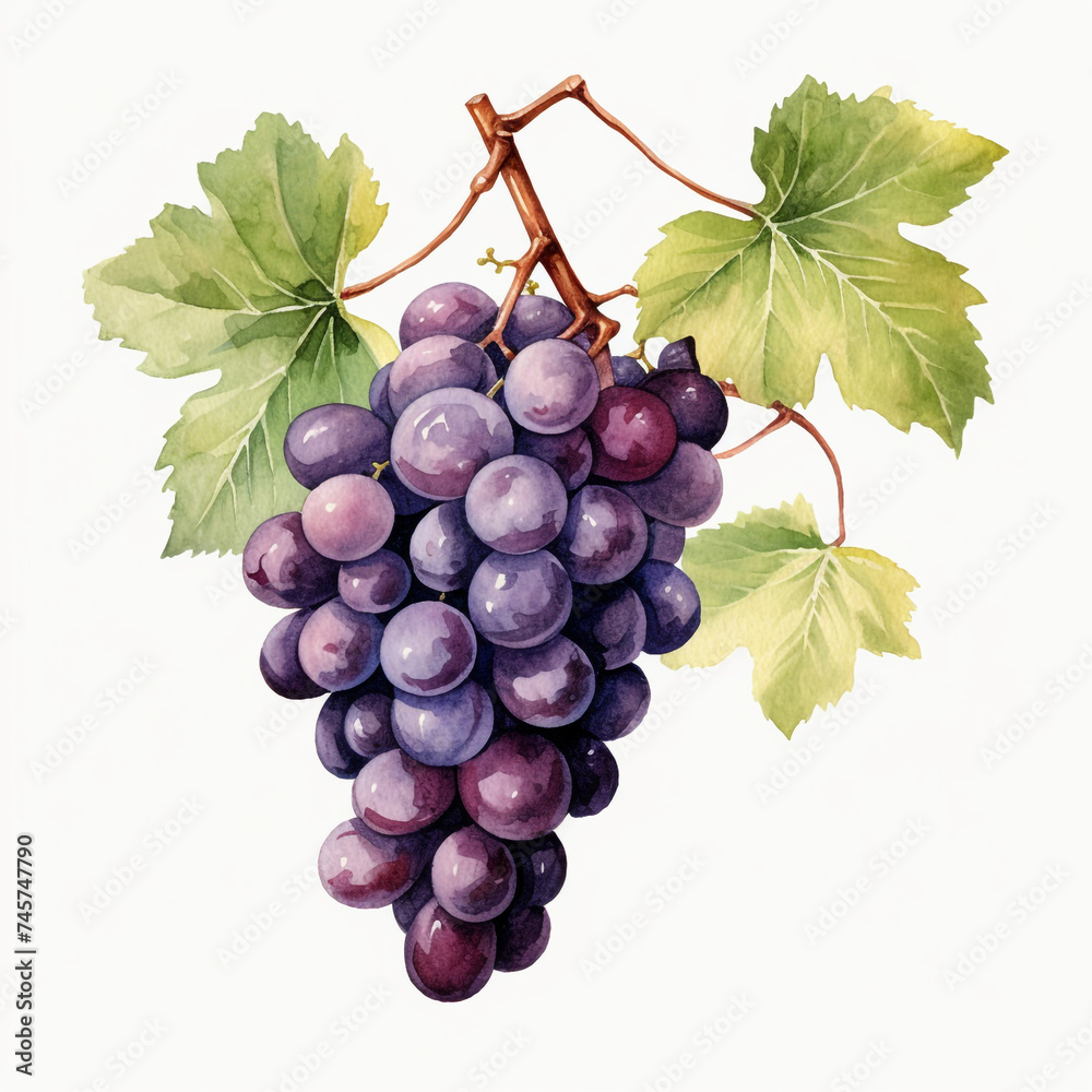Fototapeta premium watercolor grape clipart for graphic resources сreated with Generative Ai