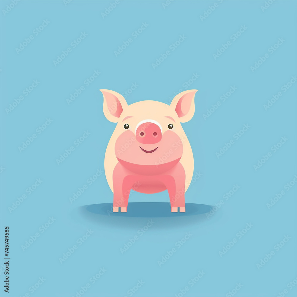 Pig, smiling simple, flat, low detail, smooth, minimal, bright colors, straight design, bright backgrounds сreated with Generative Ai Pig, smiling simple, flat, low detail, smooth, minimal, bright colors, straight design, bright backgrounds сreated with Generative Ai