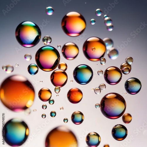 Iridiscent vibrant rainbow bubbles on white background © Kheng Guan Toh