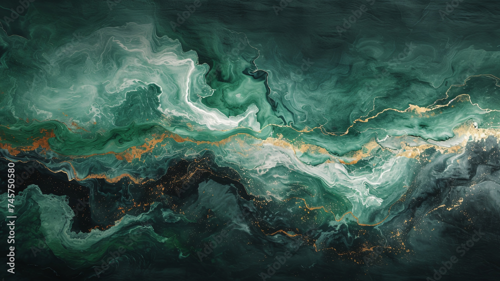 Nature's Harmony: Abstract Wave in Black and Green for Rustic Wallpaper Nature's Harmony: Abstract Wave in Black and Green for Rustic Wallpaper