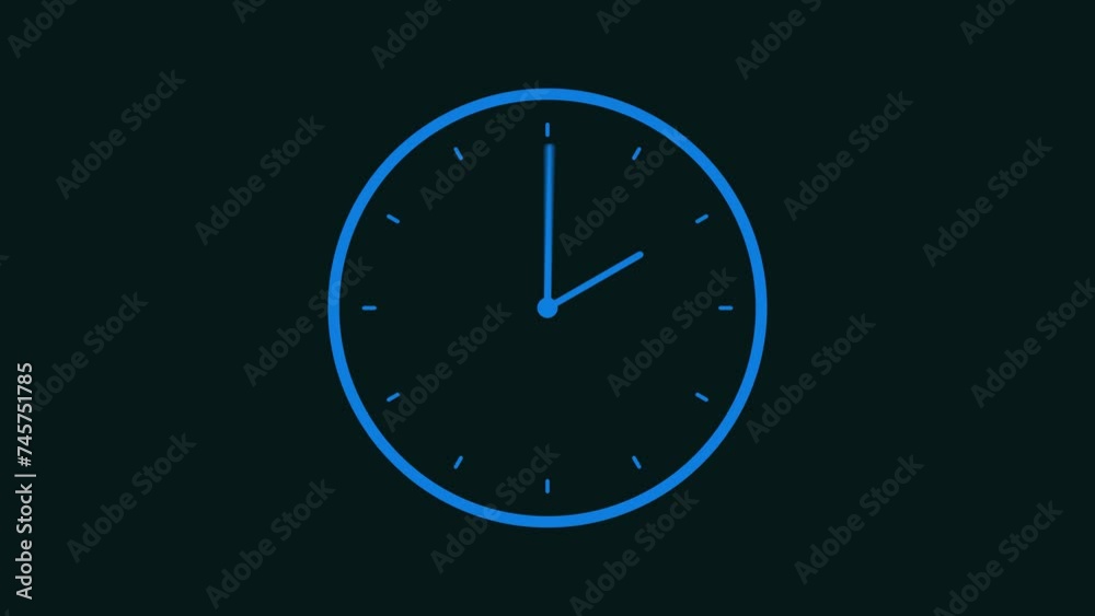 Clock Animation Video. clock icon with moving arrows in 12 hour loop 4K. Clock Animation Video. clock icon with moving arrows in 12 hour loop 4K.
